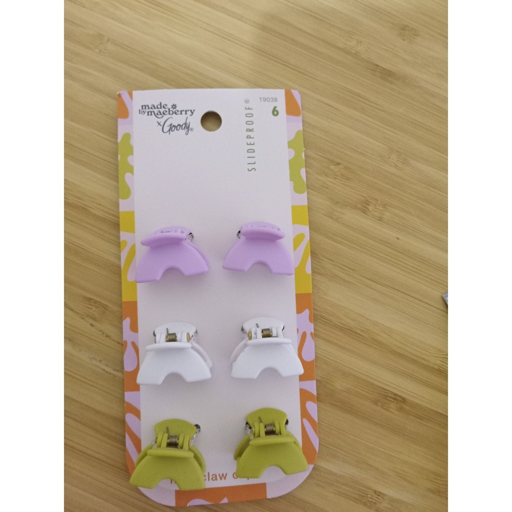 Made by Maeberry x Goody SlideProof Small Claw Clips 6 Pack‎ Purple White Green